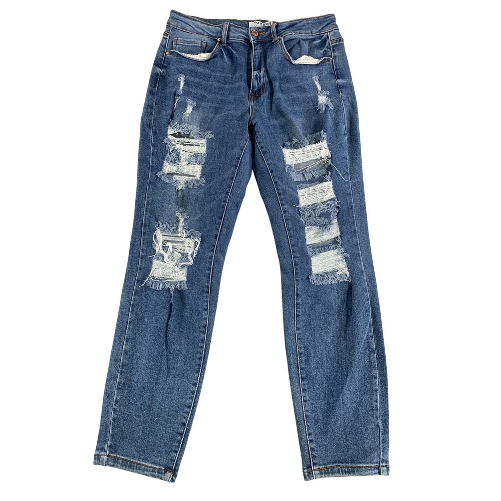 Wax Jean Collection Jeans Womens Medium Distressed Ripped Denim Stretch